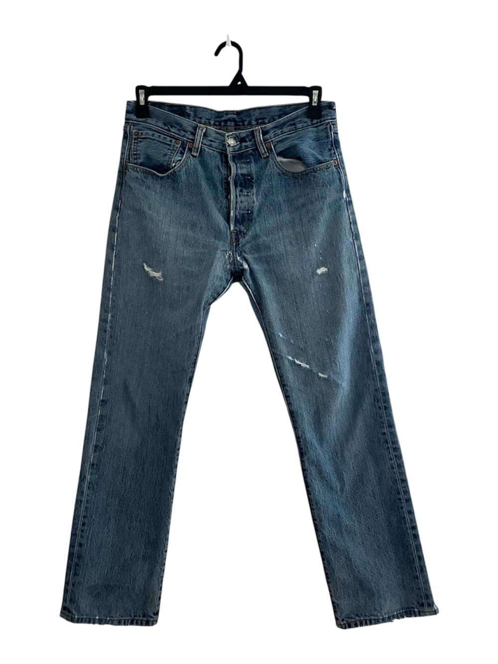 Y2K Levi’s 501 Original Fit Button Fly Jeans Men’s 31x30 Distressed Medium Wash